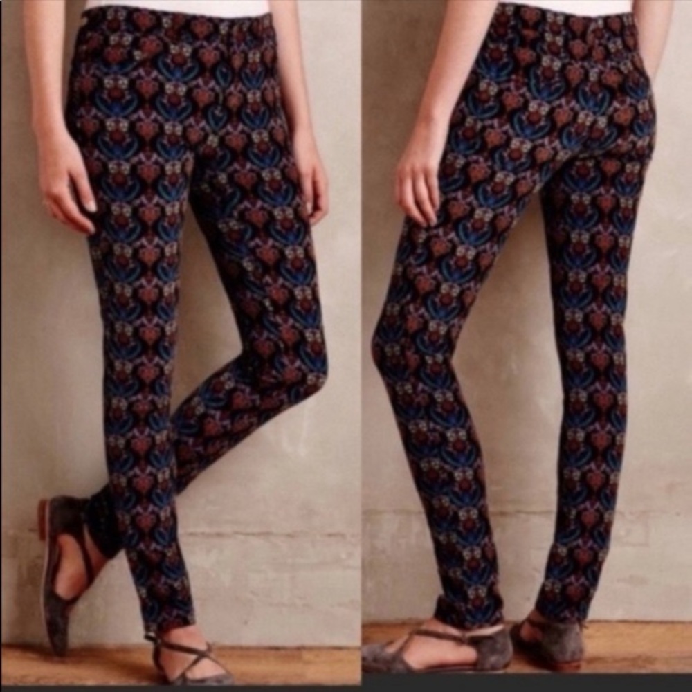 Pilcro & The Letterpress Anthropologie Serif Printed Corduroy Pants Size 29